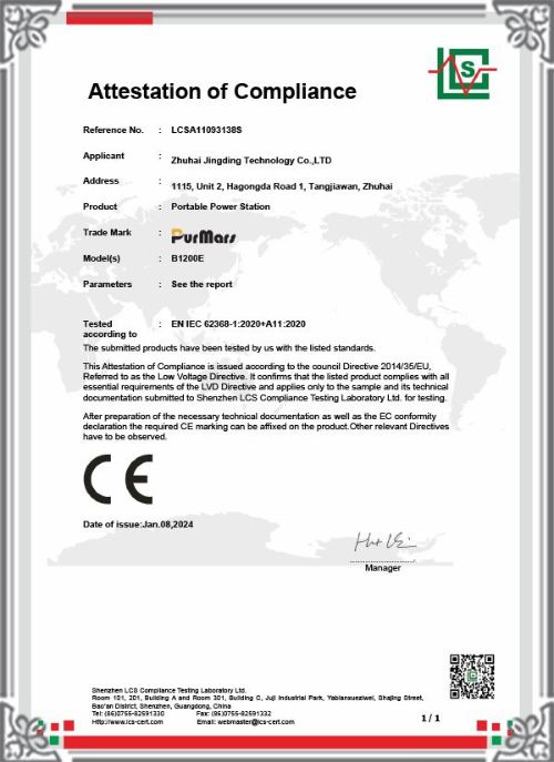 LCSA11093138S-LVD Certificate